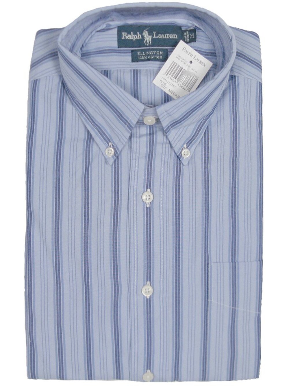 NEW Vintage Polo Ralph Lauren Ellington Shirt! Blue Striped Pocket With Player